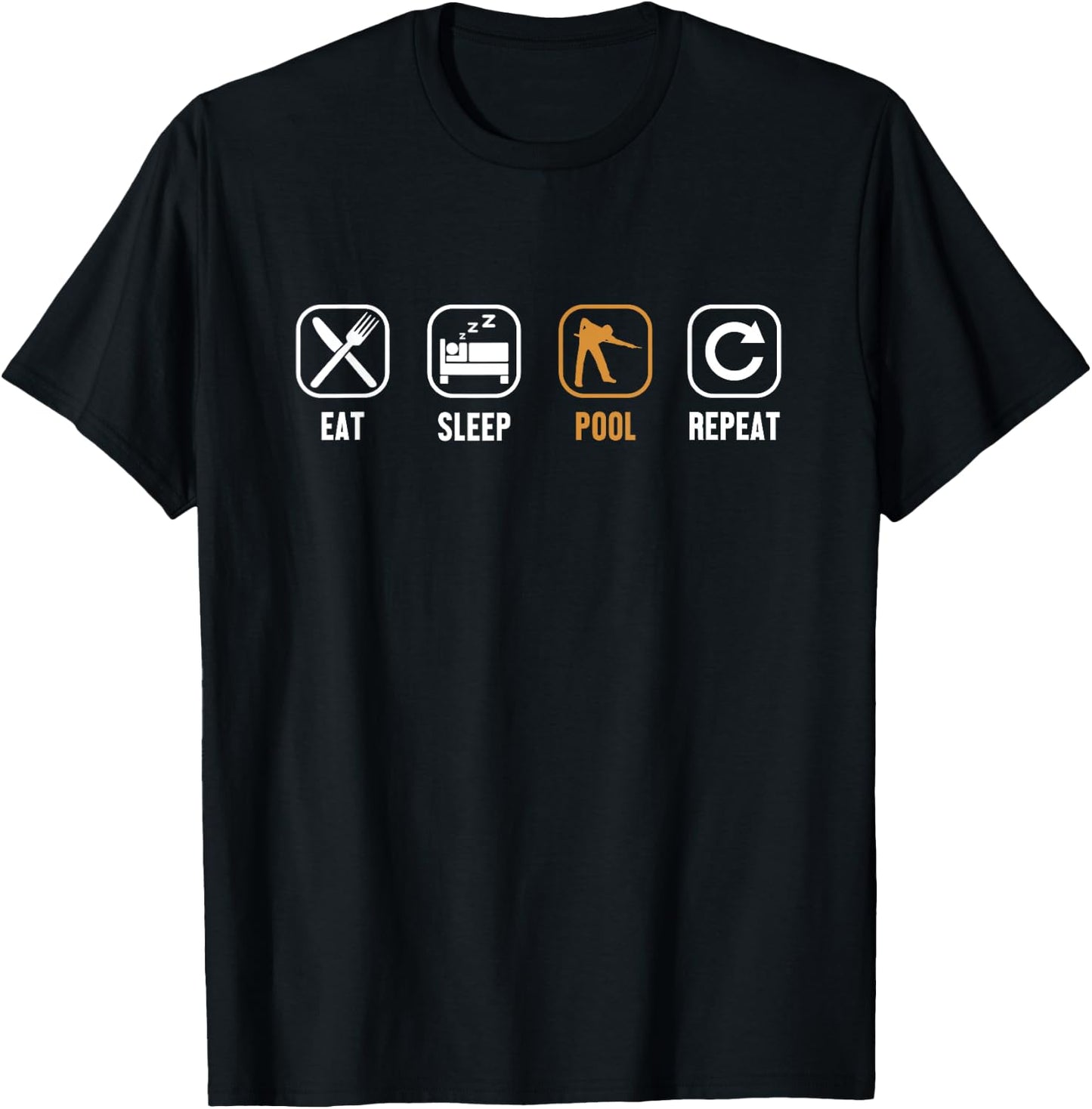 Eat Sleep Pool Repeat Balls Pool Snooker Player Billiards T-Shirt - T-Shirt | Black