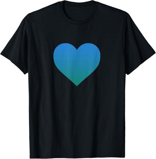 I Love You Teal Blue Heart Valentine's Day Emoticon T Shirt T-Shirt - T-Shirt | Black