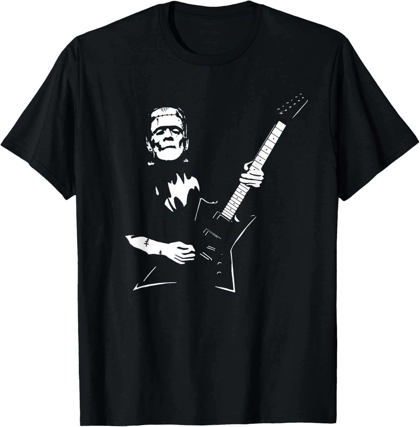 Frankenstein plays an electric guitar T-Shirt - T-Shirt | Black