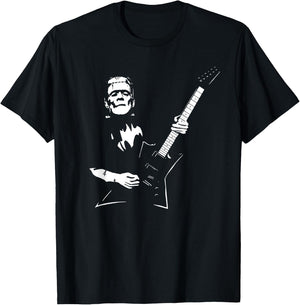 Frankenstein plays an electric guitar T-Shirt - T-Shirt | Black