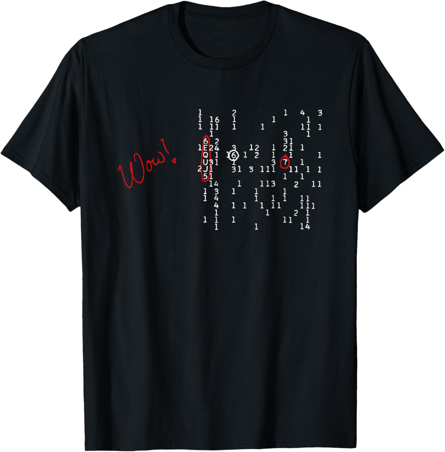 WOW! signal 6EQUJ5 15 Aug 1977 Big Ear SETI ET alien (light) T-Shirt - T-Shirt | Black