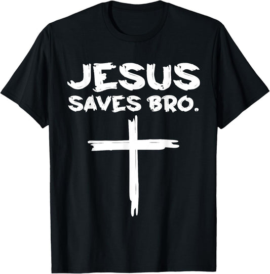 Jesus Saves Bro - Jesus Cross Vintage T-Shirt - T-Shirt | Black