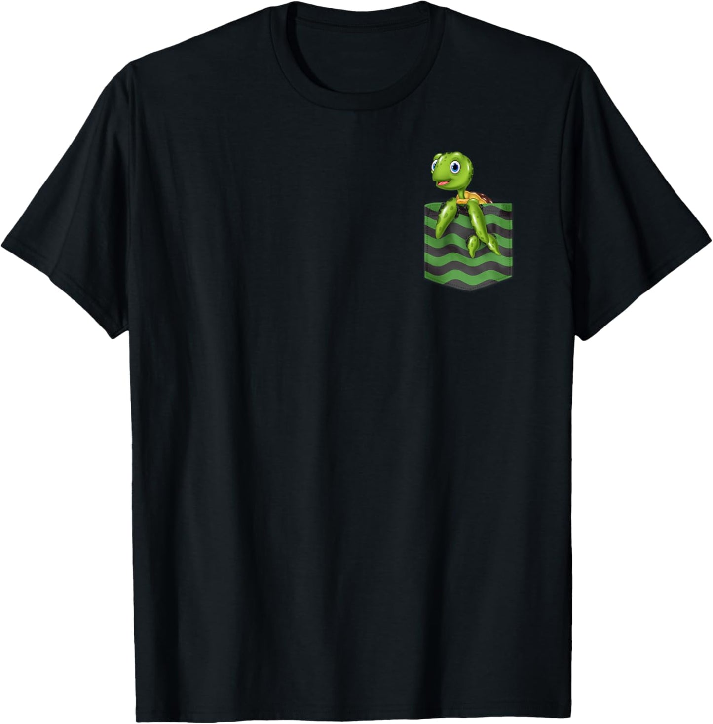 Cute Baby Sea Turtle in Fake Pocket T-Shirt - T-Shirt | Black