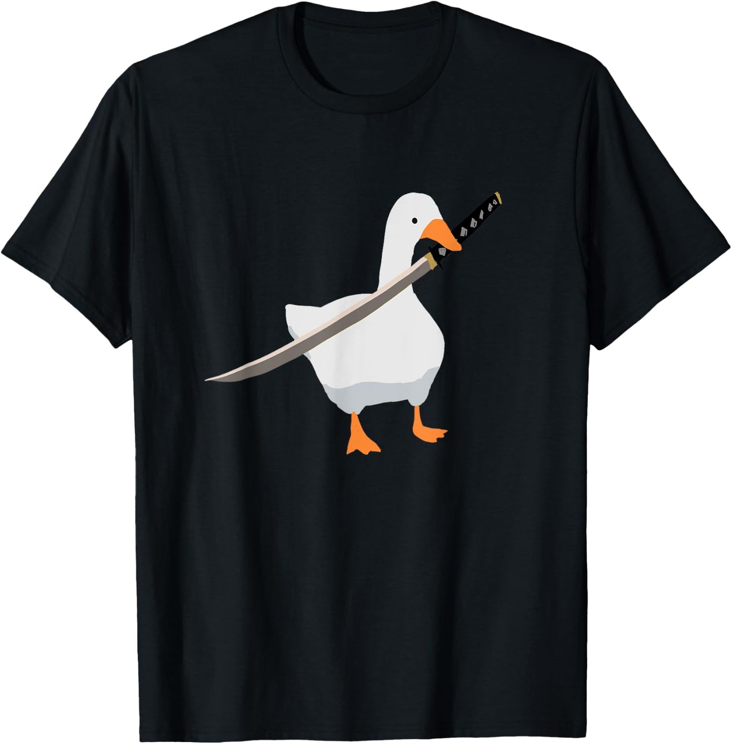 Duck with sword Duck wielding a Katana knife Goose T-Shirt - T-Shirt | Black