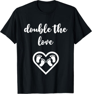 Twins Pregnancy Shirt for Pregnant Expecting Moms Double T-Shirt - T-Shirt | Black