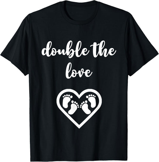 Twins Pregnancy Shirt for Pregnant Expecting Moms Double T-Shirt - T-Shirt | Black