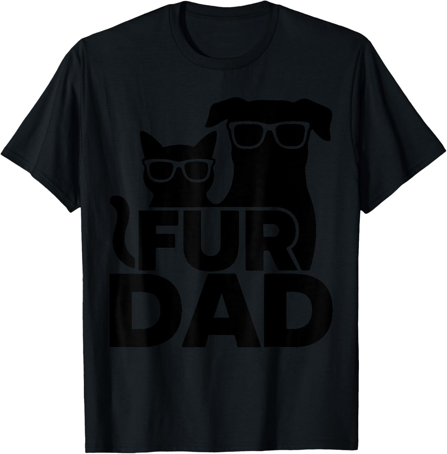 Funny Fathers Day Best Fur Dad Ever Dog Cat Owner Men T-Shirt - T-Shirt | Black