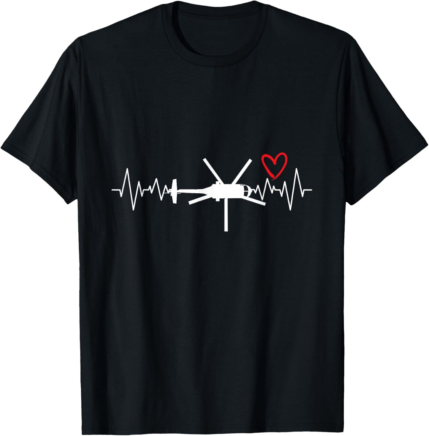 Helicopter Chopper Pilot Aircrew Heartbeat Heart T-Shirt - T-Shirt | Black