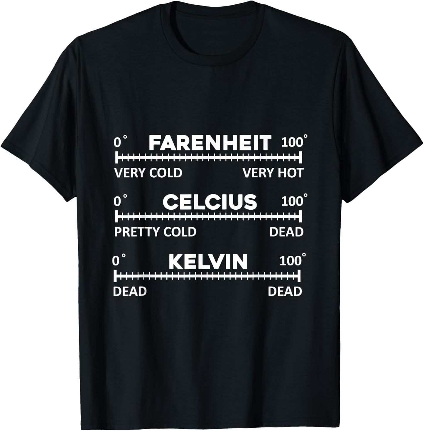 Fahrenheit Celsius Kelvin w Funny Physics Temperature Joke T-Shirt - T-Shirt | Black