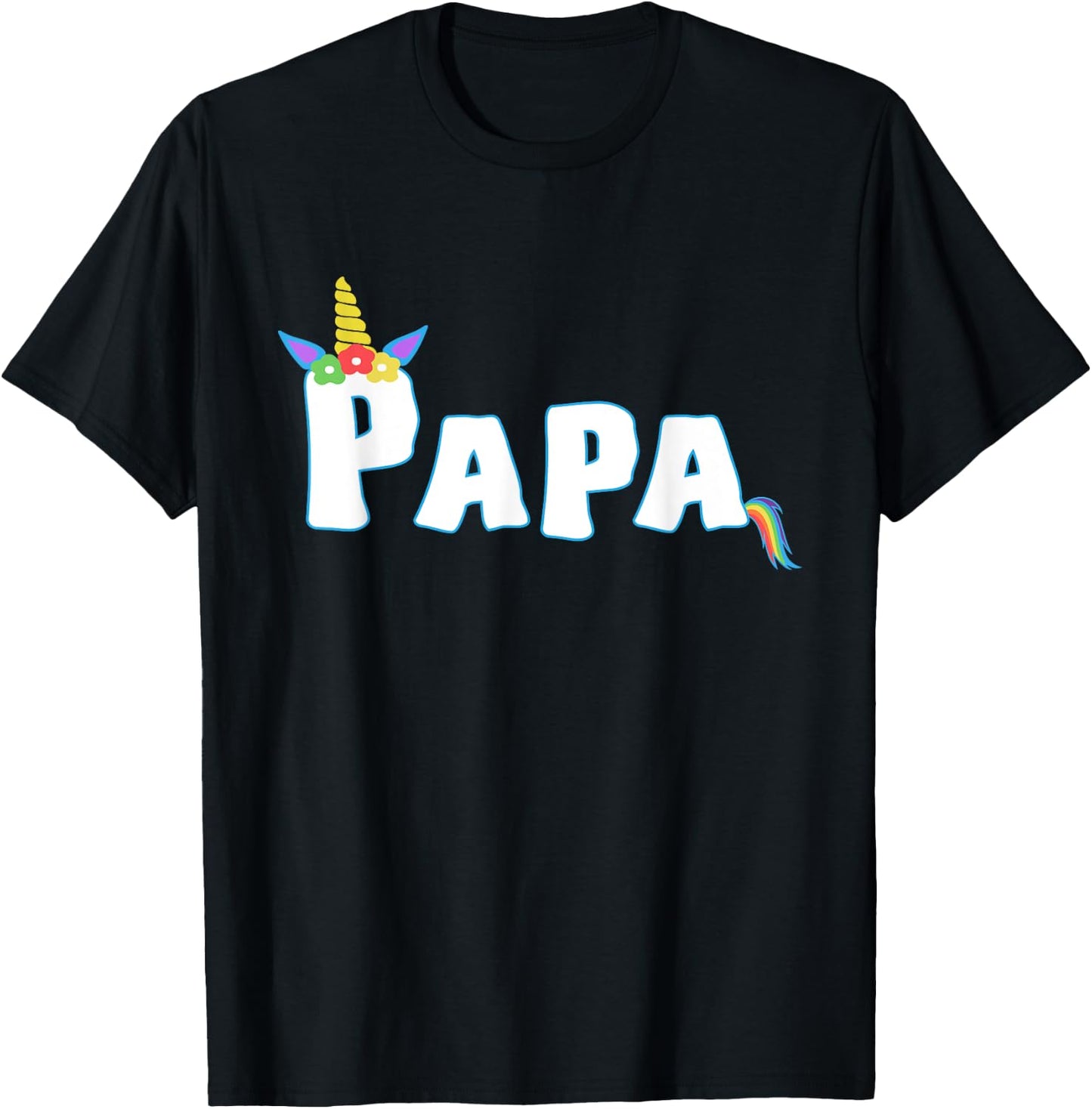 Unicorn Birthday Girl Funny Papa Grandpa Family T-Shirt - T-Shirt | Black