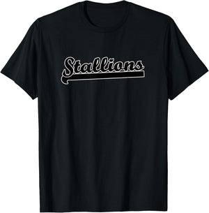 Go STALLIONS Softball Baseball T-Ball Basketball Soccer Fan T-Shirt - T-Shirt | Black