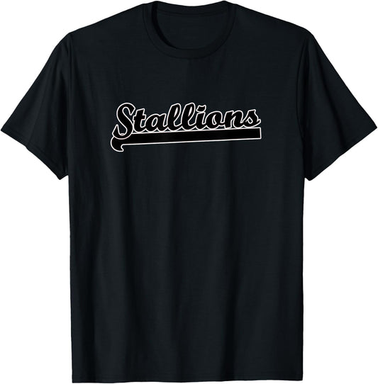 Go STALLIONS Softball Baseball T-Ball Basketball Soccer Fan T-Shirt - T-Shirt | Black