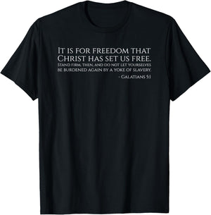 Motivational Bible Verse On Freedom - Galatians 5:1 T-Shirt - T-Shirt | Black