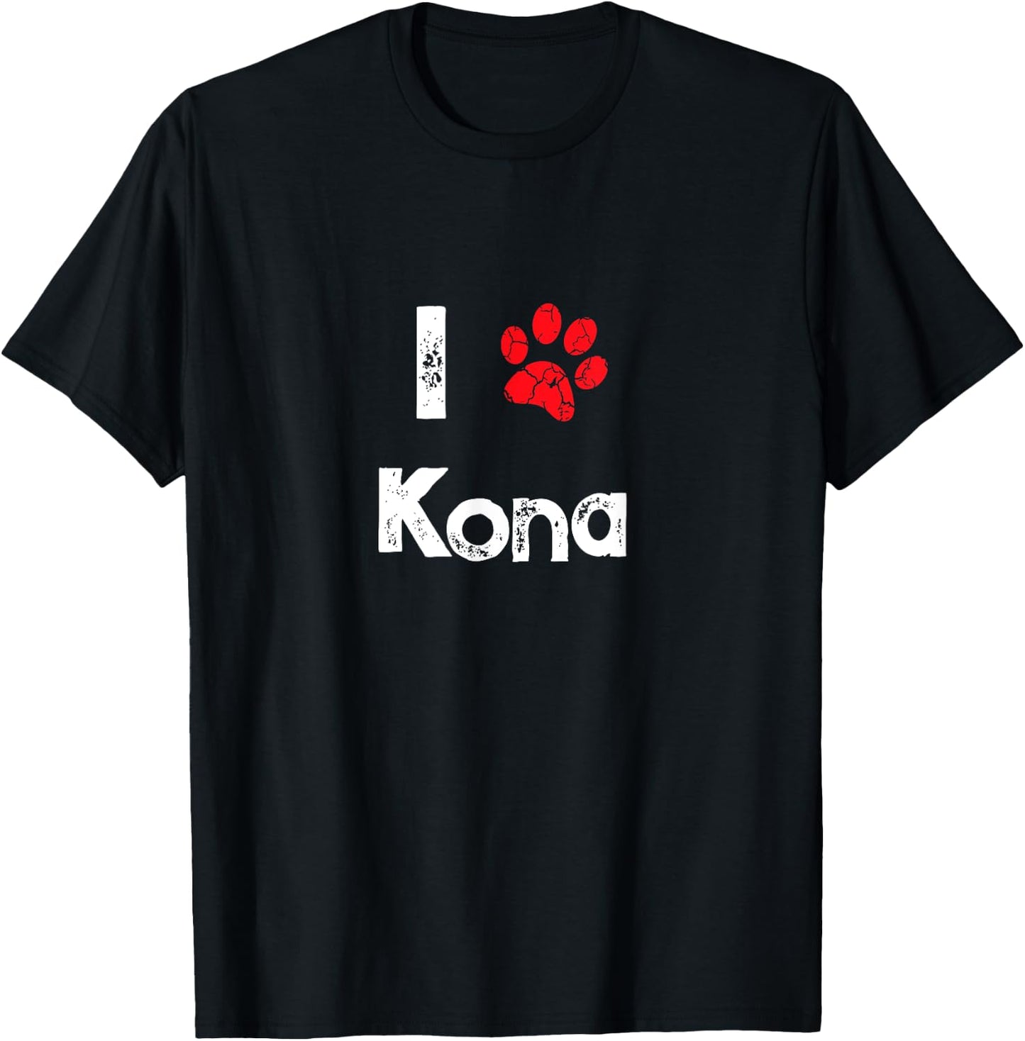 Cute Dog Name Kona Pet Puppy Dog Paw Lover Quote Gift T-Shirt - T-Shirt | Black