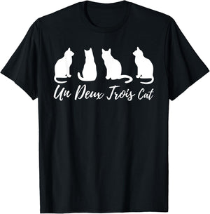 Funny Cat Lover Un Deux Trois Cat French Counting T-Shirt - T-Shirt | Black