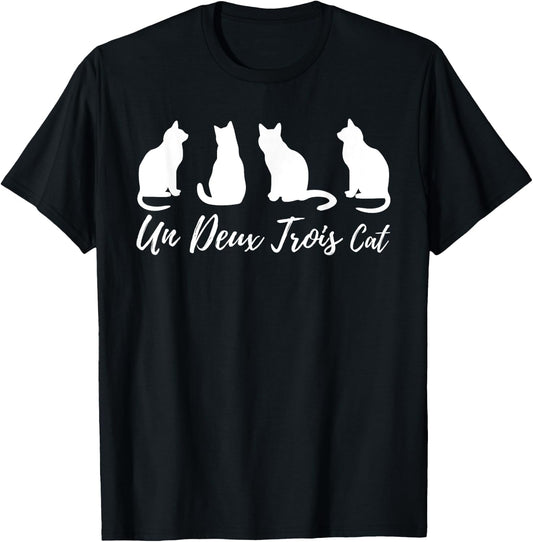Funny Cat Lover Un Deux Trois Cat French Counting T-Shirt - T-Shirt | Black