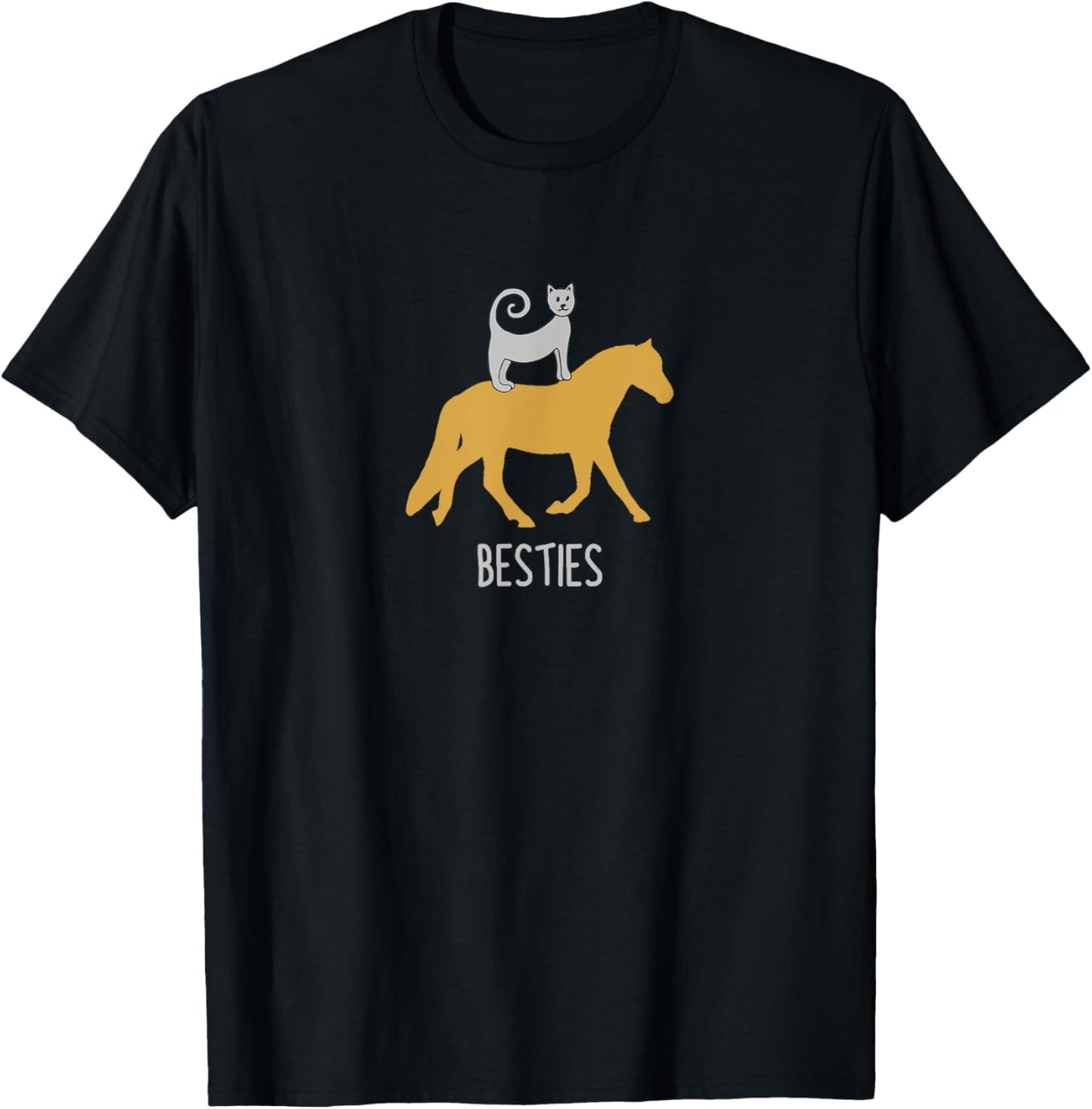 CAT ON A HORSE | BESTIES | CAT LADY + HORSE LADY | Girls T-Shirt - T-Shirt | Black