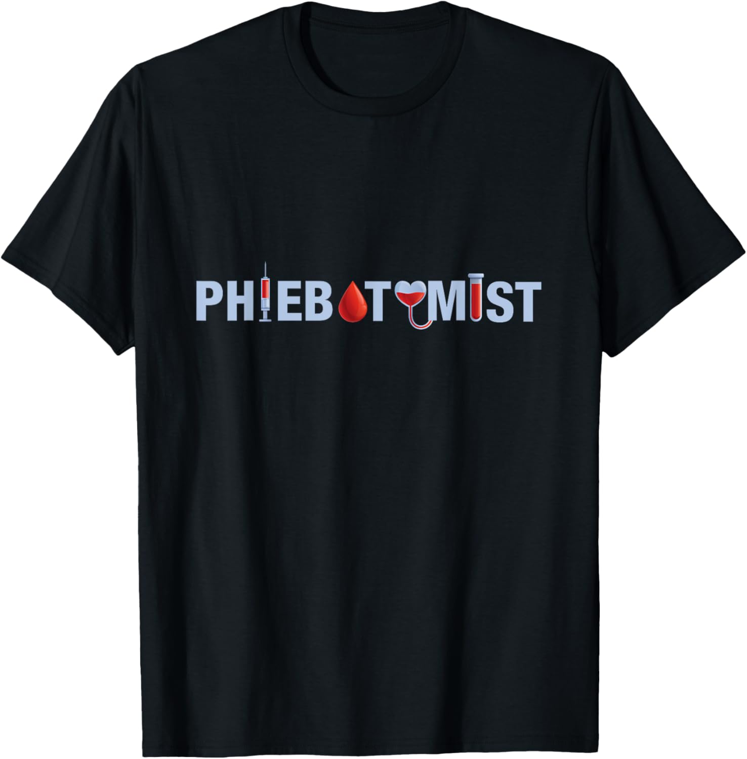 Phlebotologist Blood Drops Syringe Blood Donation Doctor Gift T-Shirt - T-Shirt | Black