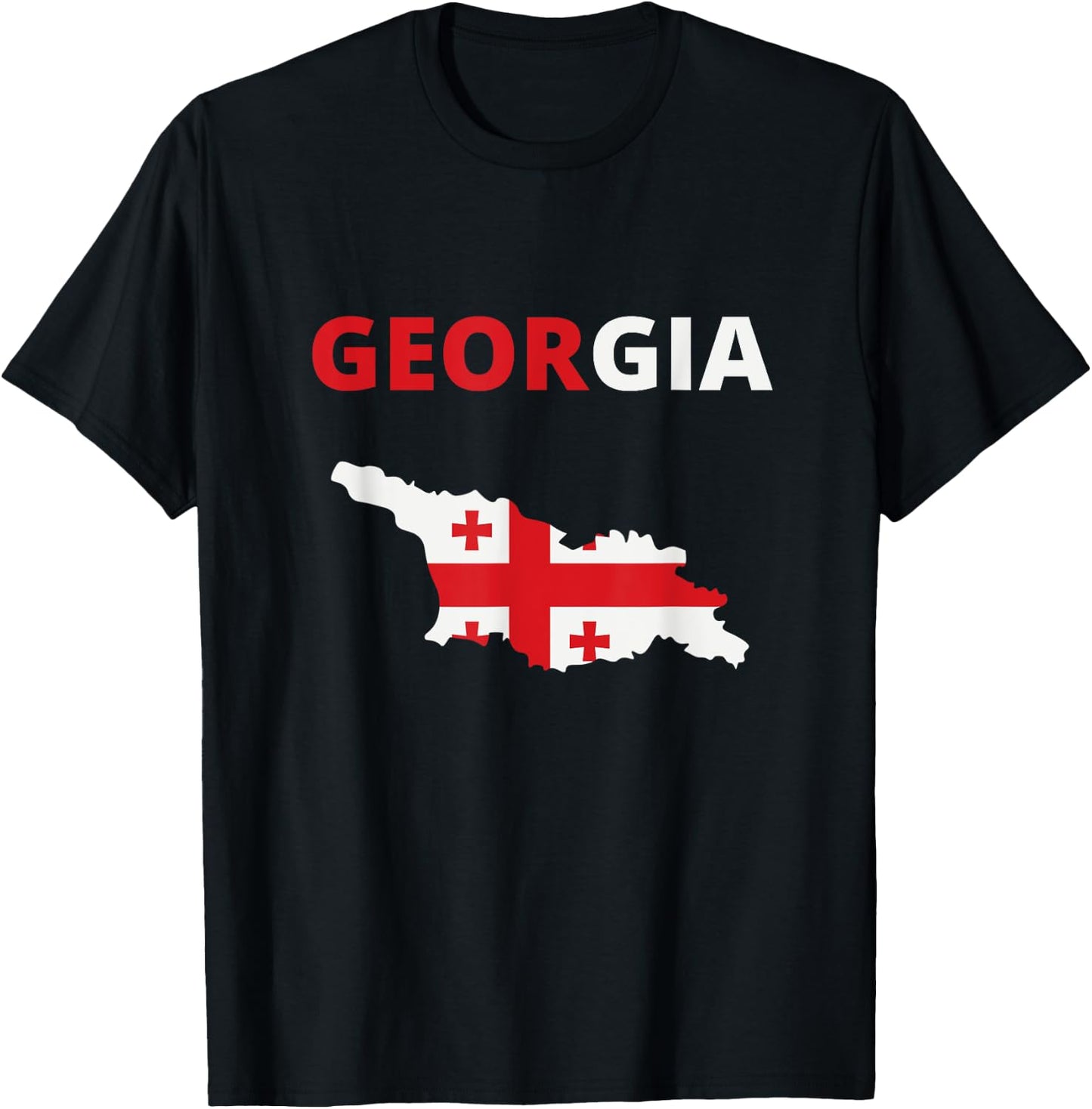 Georgia European Country Flag and Map T-Shirt - T-Shirt | Black