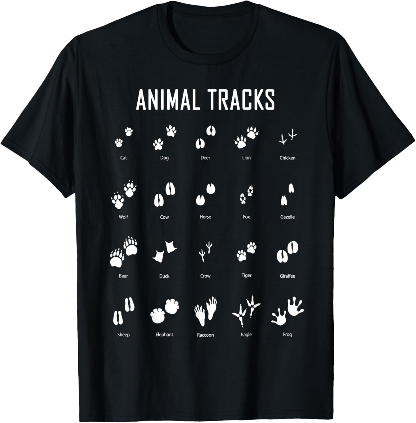 Animal Tracks Footprints Paws Nature Explorer Animals Lover T-Shirt - T-Shirt | Black