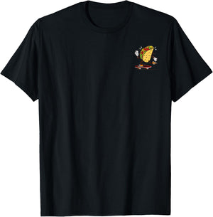 Taco Time is Coming: Cool Taco on The Skateboard T-Shirt - T-Shirt | Black