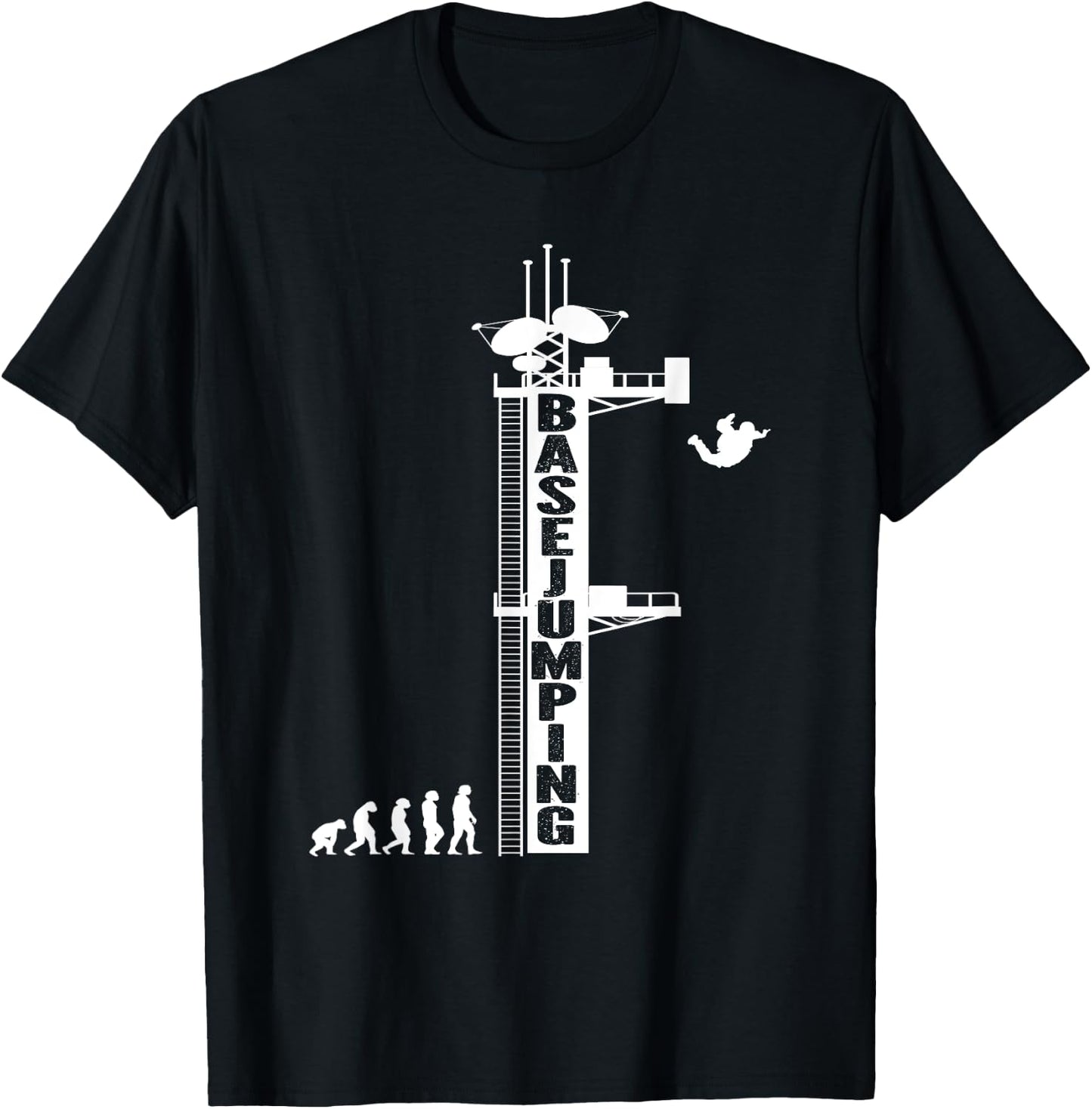 Evolution Base Jumper Antenna Base Jumping T-Shirt - T-Shirt | Black