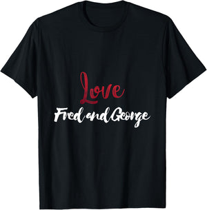SlineTee Merch Co. Fred And George Weasly - I Love Fred and George T-Shirt - T-Shirt | Black