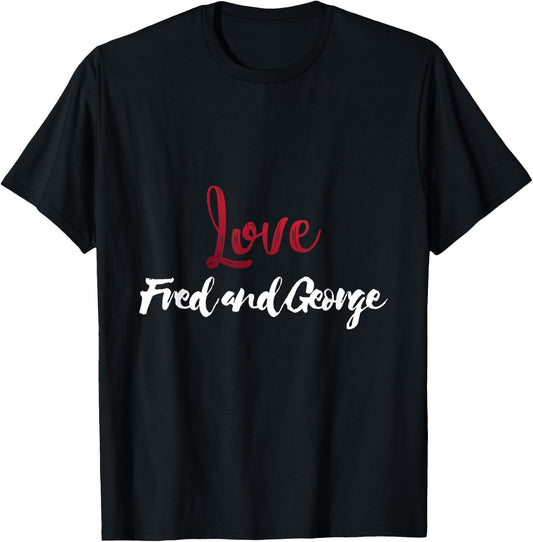 SlineTee Merch Co. Fred And George Weasly - I Love Fred and George T-Shirt - T-Shirt | Black