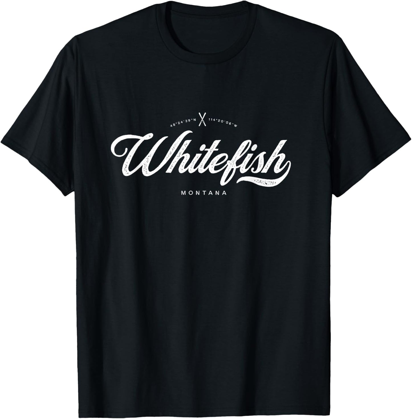 Whitefish Montana Graphic Skis Vintage Retro T-Shirt - T-Shirt | Black