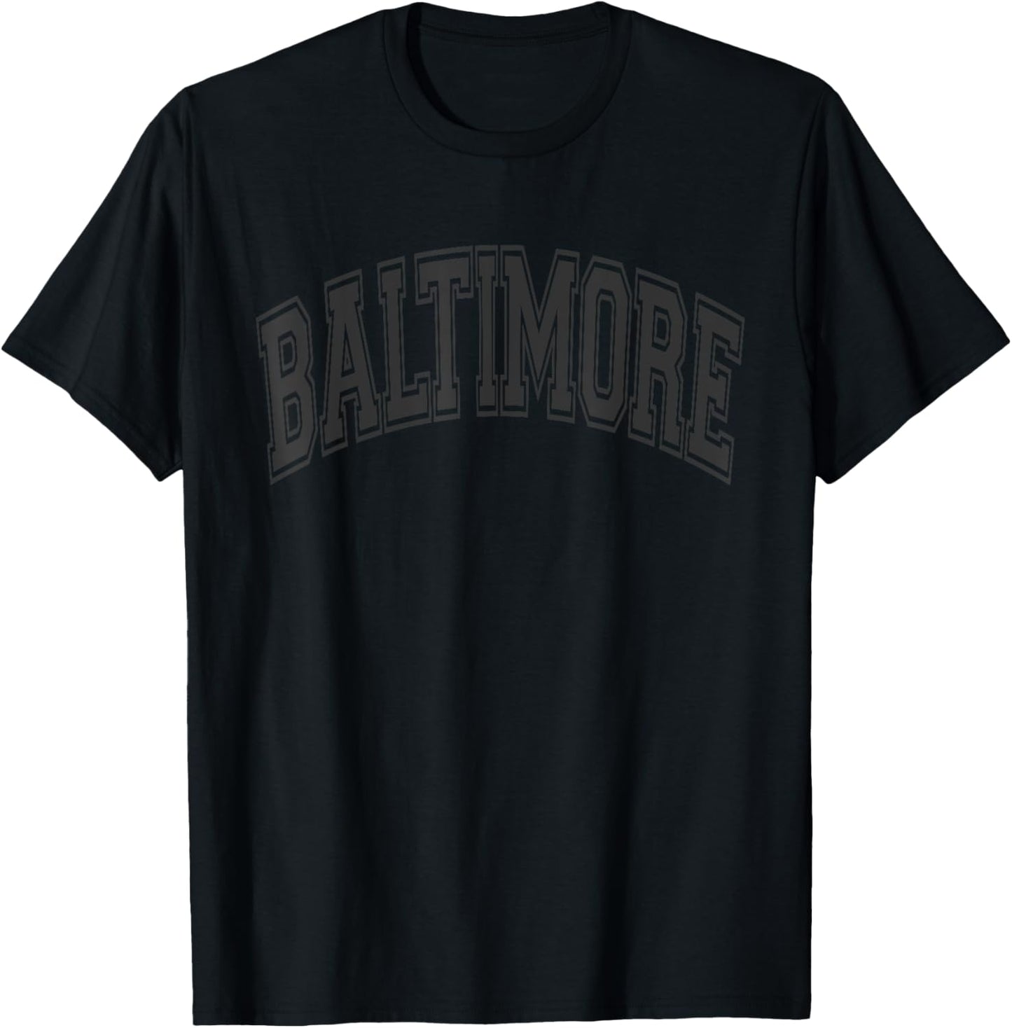 Baltimore Arched Style Black Text and Outline T-Shirt - T-Shirt | Black