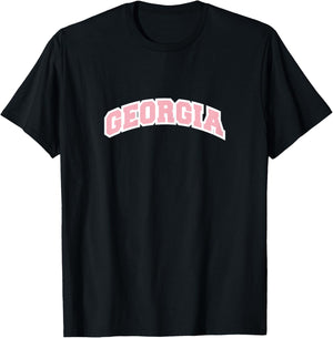 Georgia Varsity College Style Pink T-Shirt - T-Shirt | Black