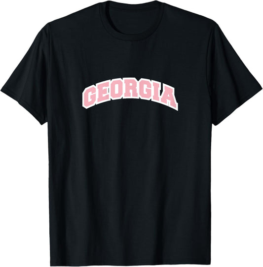 Georgia Varsity College Style Pink T-Shirt - T-Shirt | Black