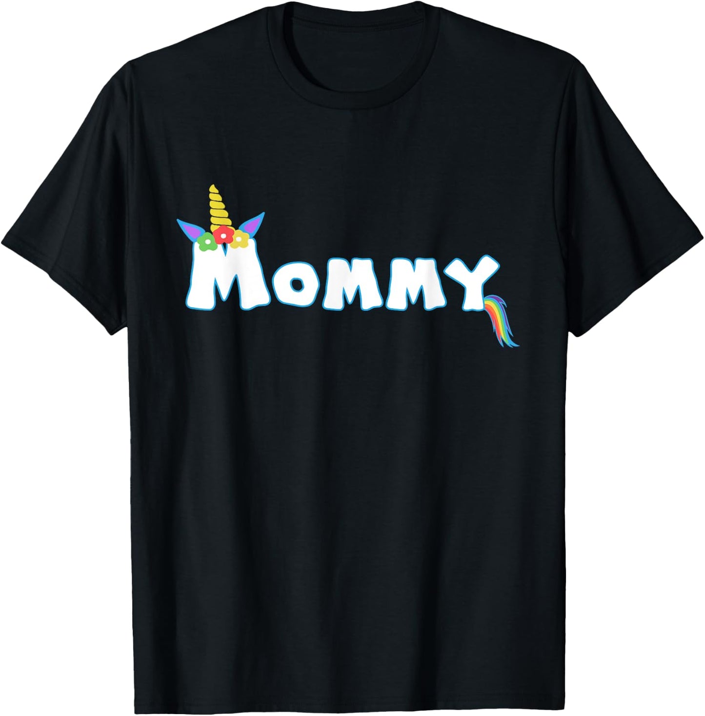 Unicorn Birthday Girl Funny Mommy Mom Family T-Shirt - T-Shirt | Black