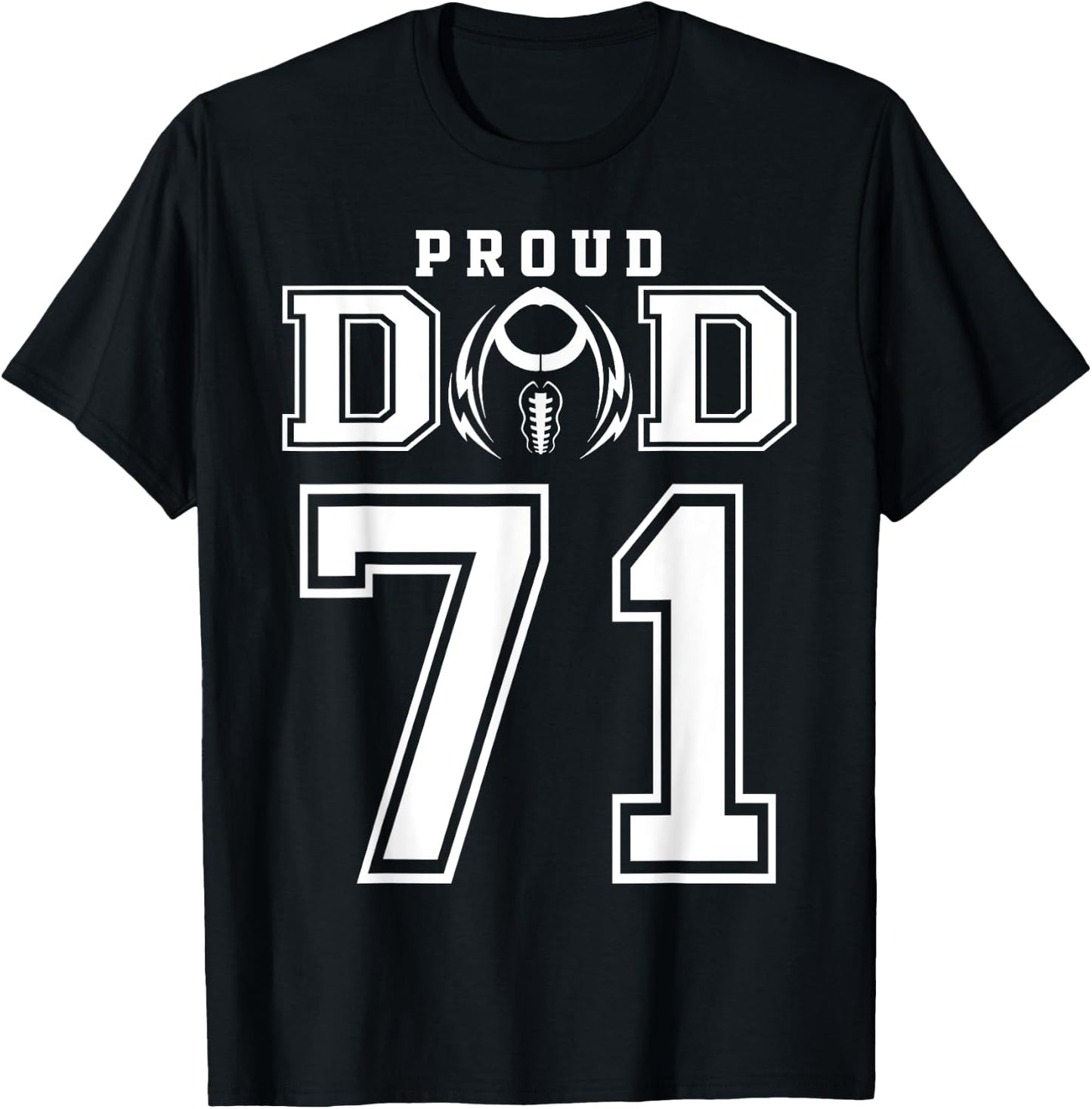 Custom Proud Football Dad Number 71 Personalized T-Shirt - T-Shirt | Black