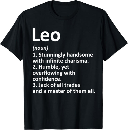 LEO Definition Personalized Name Funny Birthday Gift T-Shirt - T-Shirt | Black