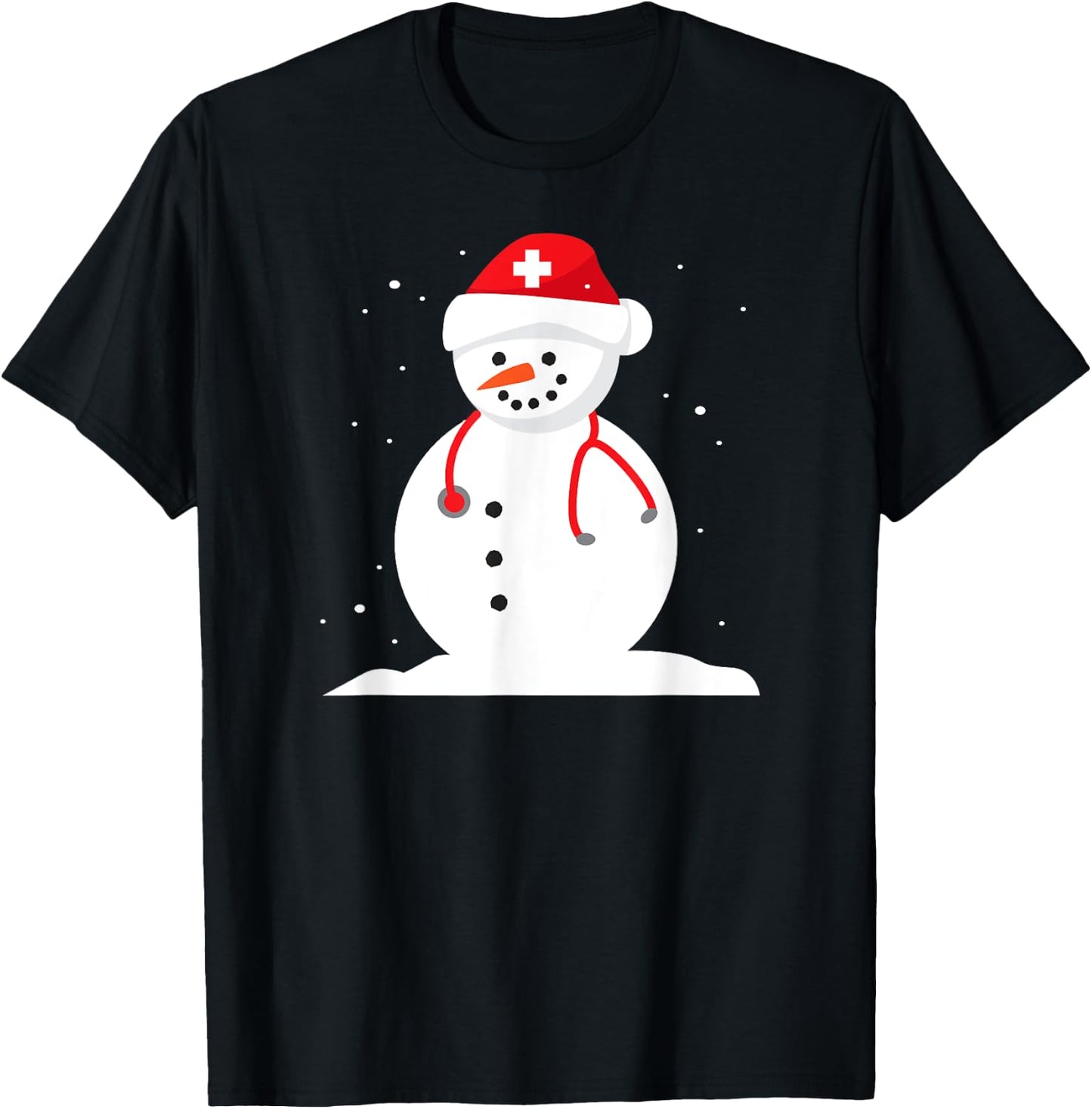 Snowman Nurse Cute Christmas Winter Holiday Snow Gift T-Shirt - T-Shirt | Black