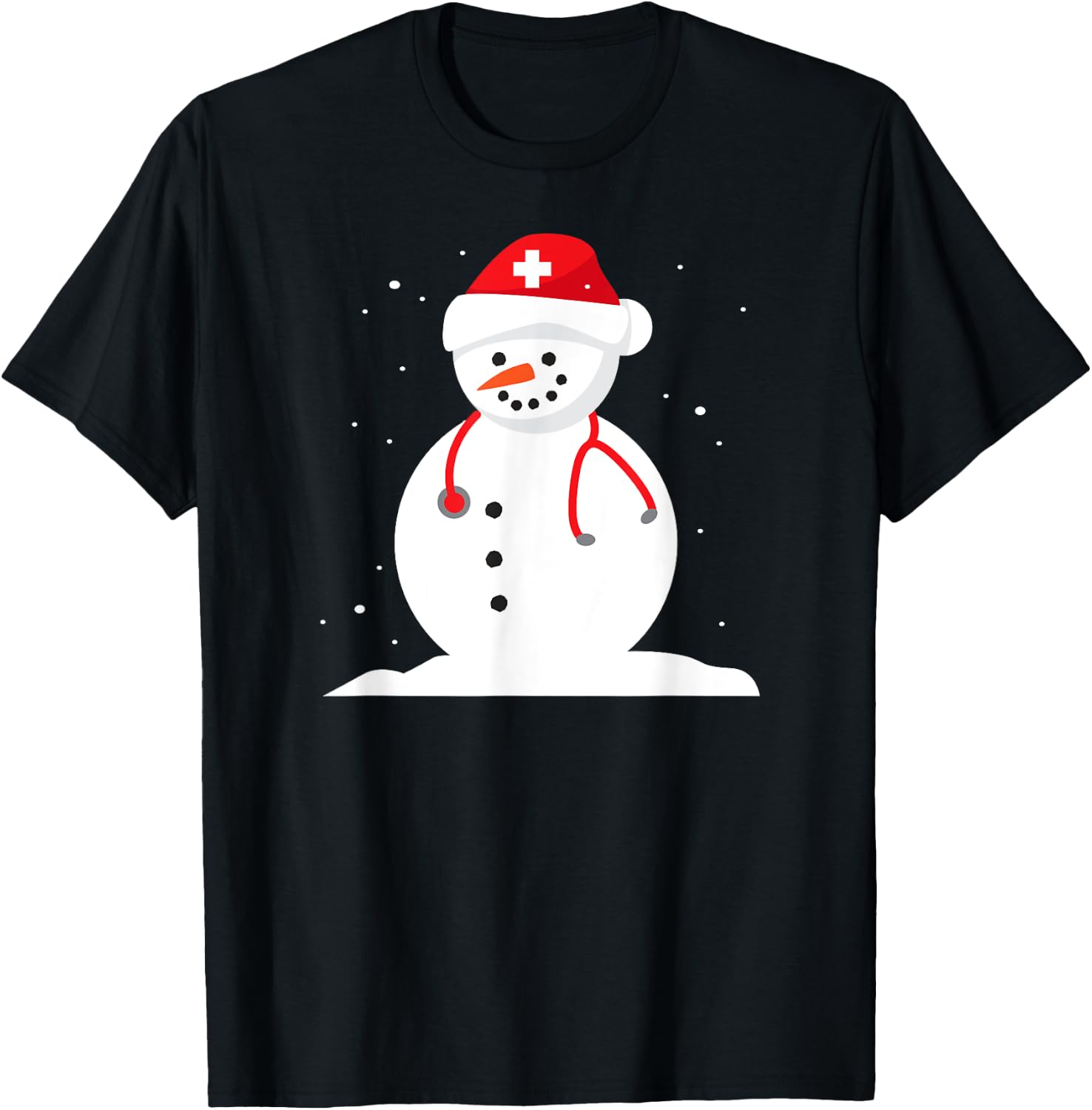 Snowman Nurse Cute Christmas Winter Holiday Snow Gift T-Shirt - T-Shirt | Black