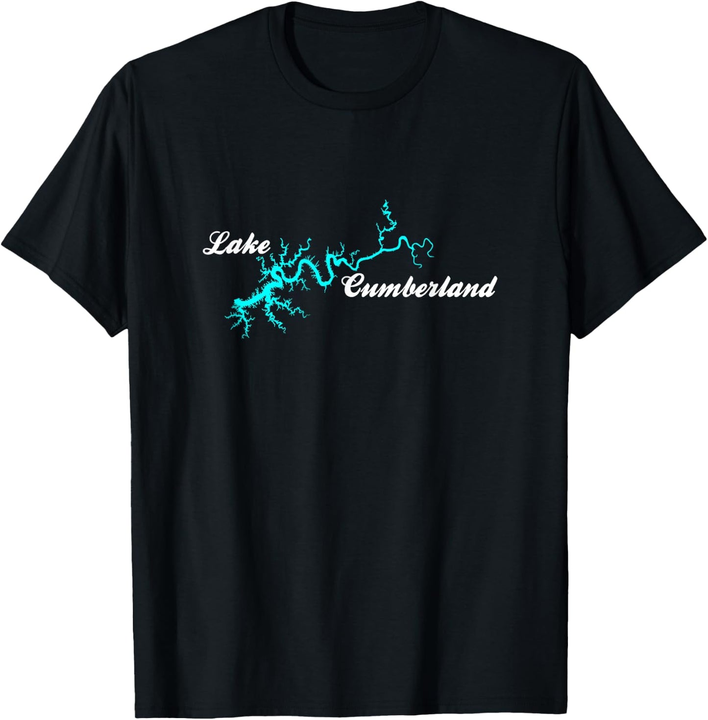 Designed by GeoGearCo Lake Cumberland, Kentucky - Black, Small, -Adults/Kids, Short Sleeve, Classic Fit, Cotton 65% Polyester 35% T-Shirt - T-Shirt | Black