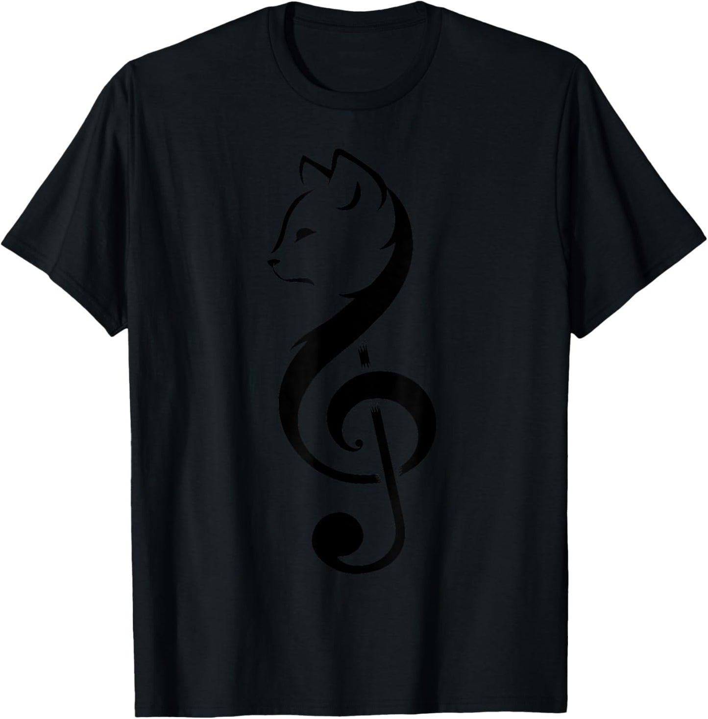 Cool Cat Treble Clef Music | Funny Kitty Notes Musician Gift T-Shirt - T-Shirt | Black