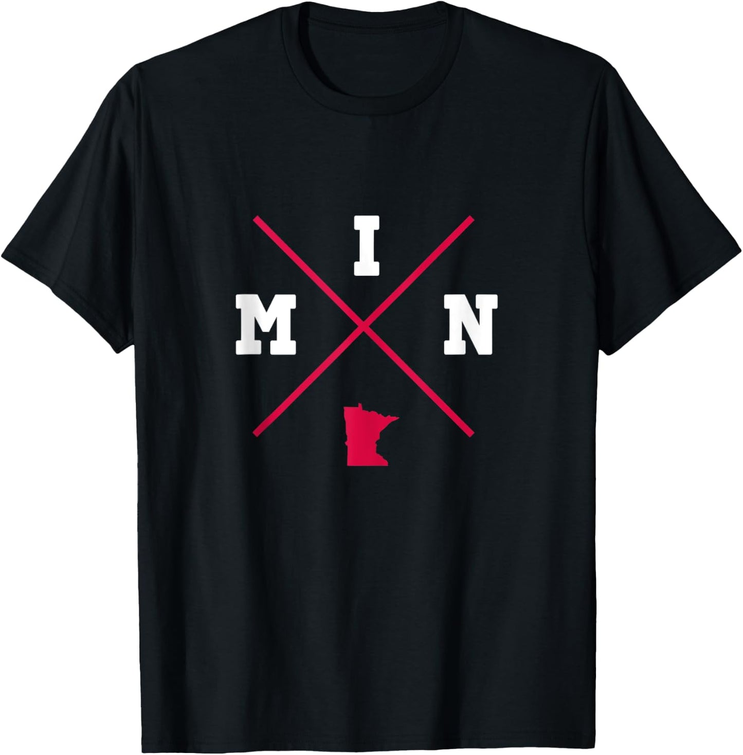 Classic MIN Minnesota Red Vintage State Outline T-Shirt - T-Shirt | Black