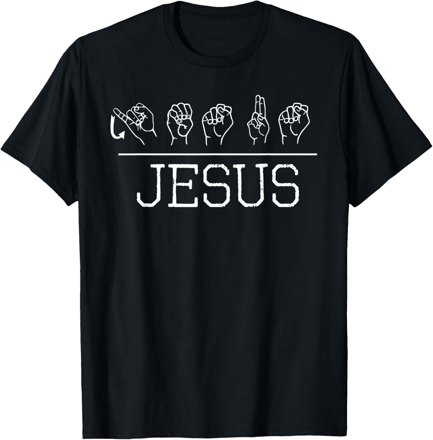 Deaf Christian Faith Name of Jesus ASL Sign Language Shirt T-Shirt - T-Shirt | Black