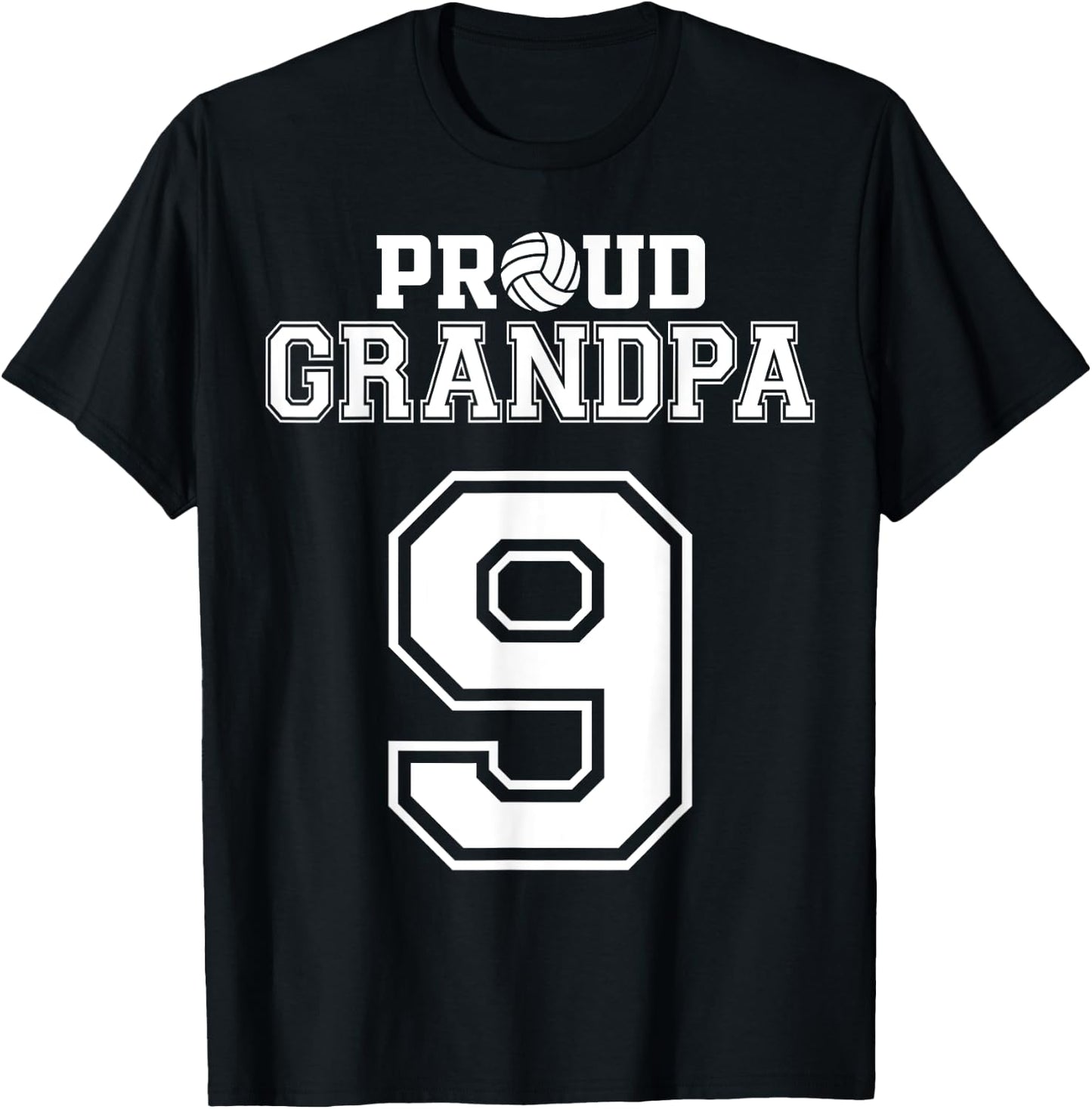 Custom Proud Volleyball Grandpa Number 9 Personalized Men T-Shirt - T-Shirt | Black