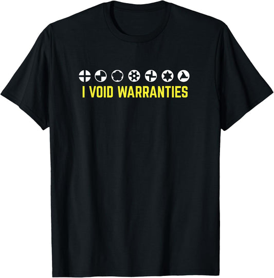 I Void Warranties Funny Sarcastic Auto Repair - Black - Small - - Cotton Blend - Short Sleeve - - Classic Fit - Lightweight - Lace Embellishment T-Shirt - T-Shirt | Black