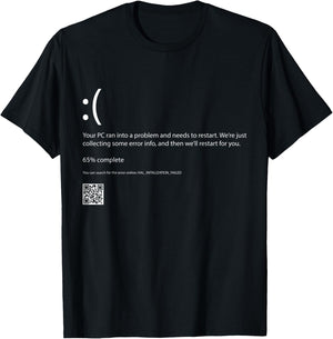 Bluescreen Of Death Blue Screen Error Computer Programming T-Shirt - T-Shirt | Black