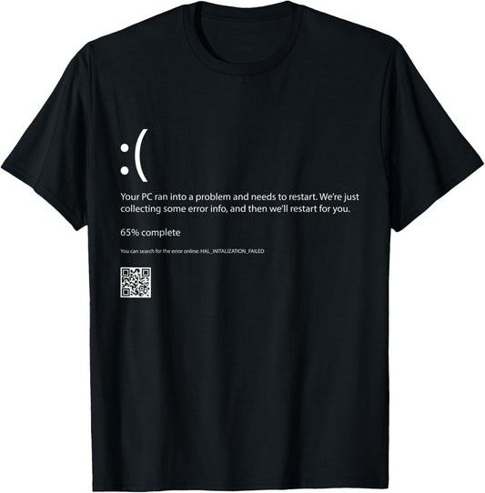Bluescreen Of Death Blue Screen Error Computer Programming T-Shirt - T-Shirt | Black