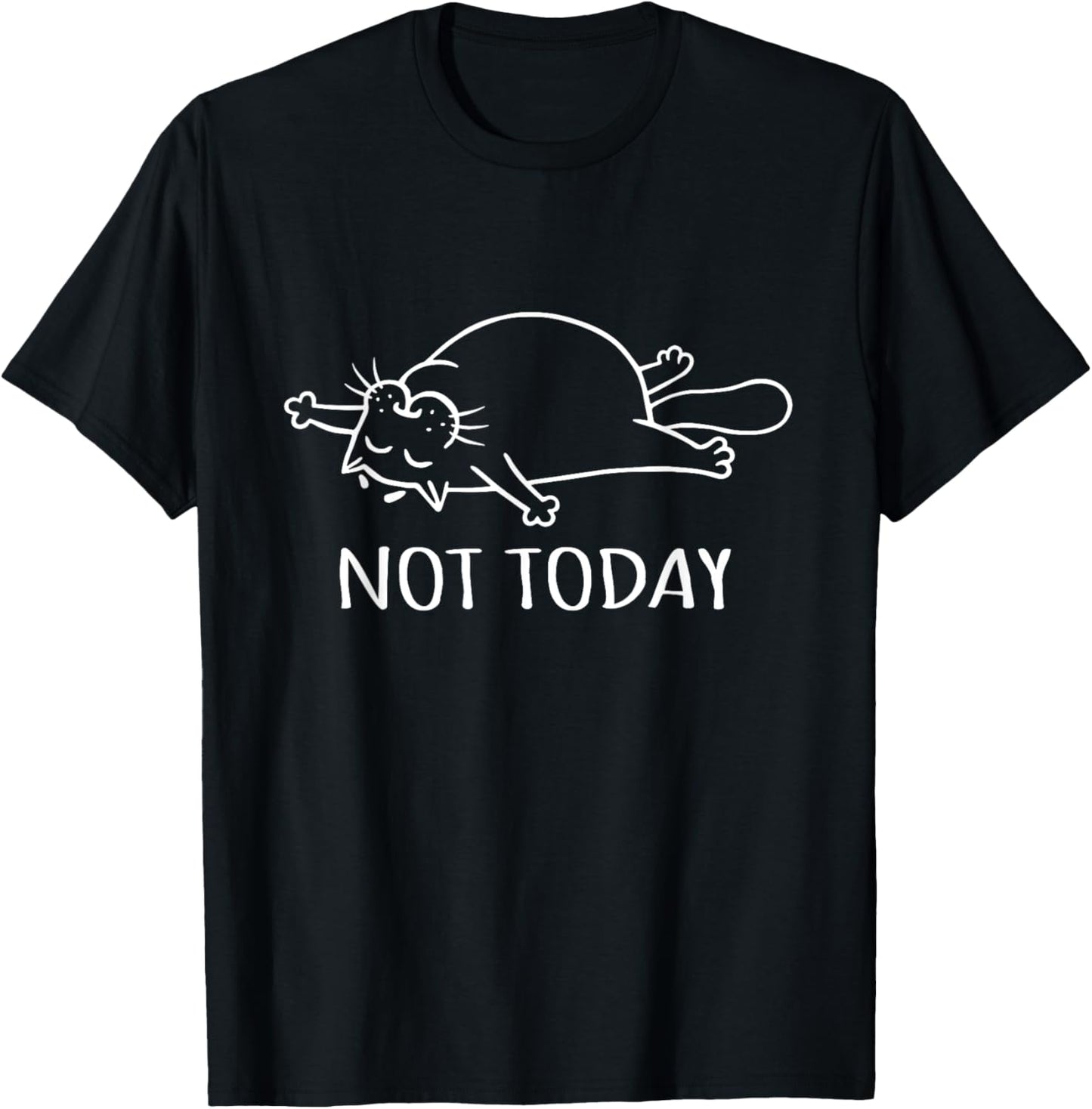Not Today Lazy Cat T-Shirt - T-Shirt | Black