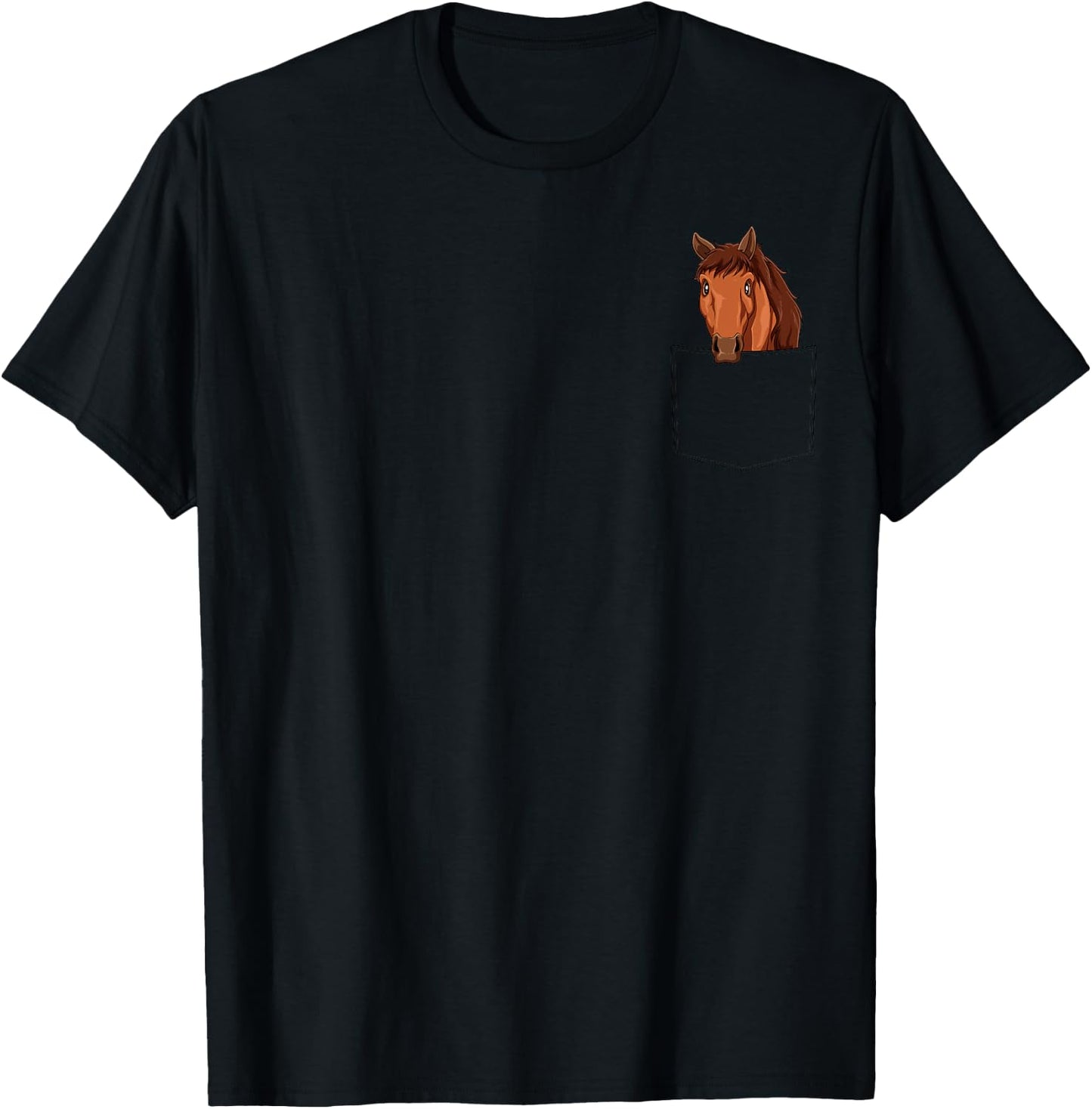 Horse Pocket Horse In Pocket Horse Peeking Funny Farming T-Shirt - T-Shirt | Black