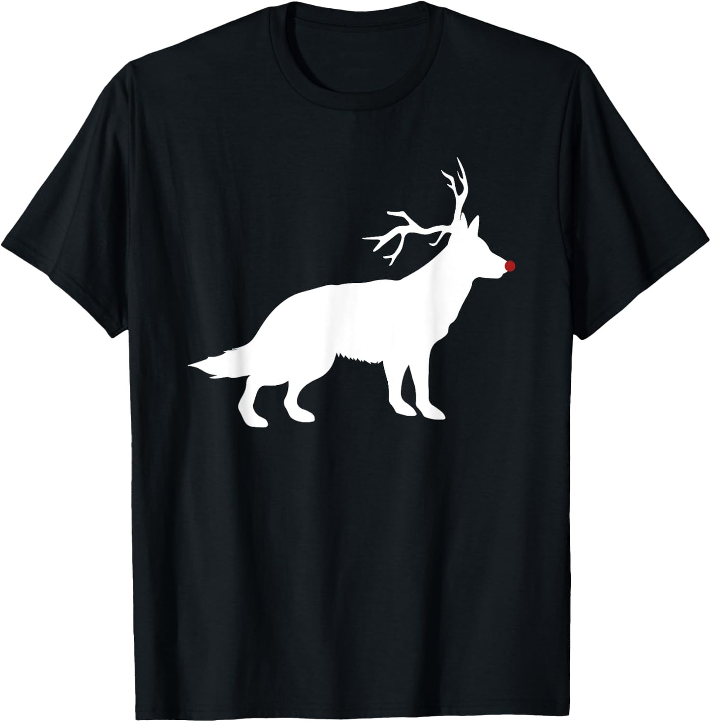 Funny German Shepherd Dog Christmas Reindeer Antlers Xmas T-Shirt - T-Shirt | Black