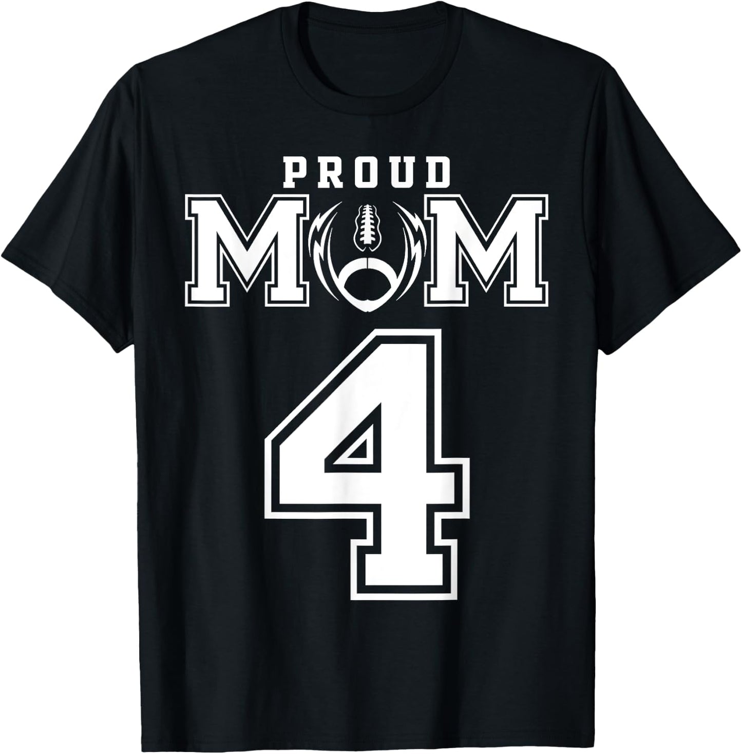 Custom Proud Football Mom Number 4 Personalized T-Shirt - T-Shirt | Black