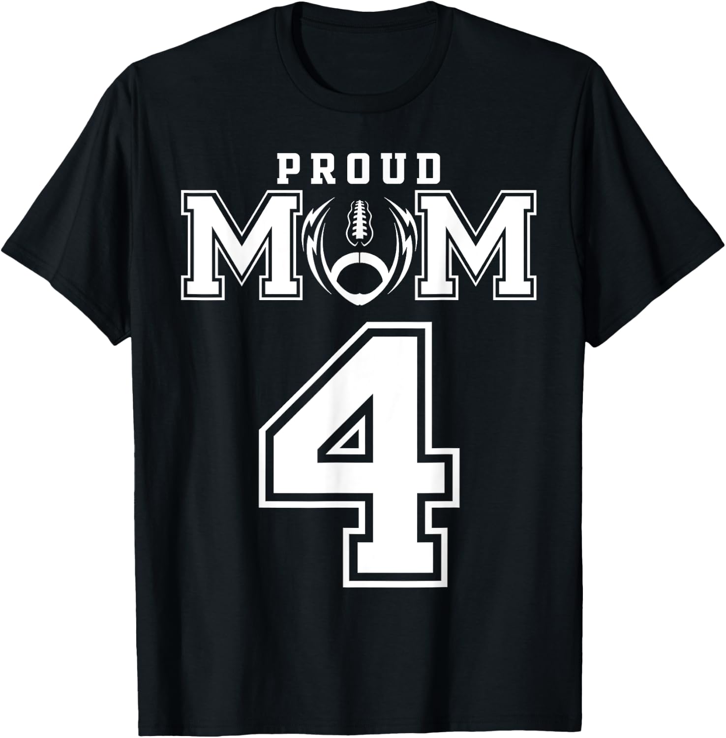 Custom Proud Football Mom Number 4 Personalized T-Shirt - T-Shirt | Black